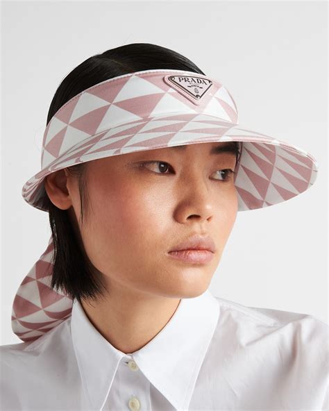 prada white visor|Alabaster White/white Printed Silk Twill Visor .